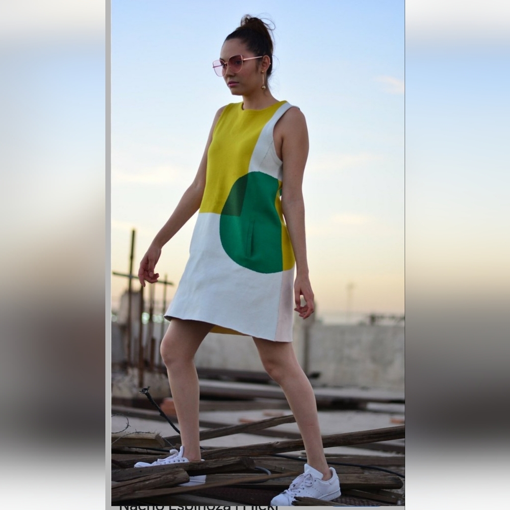 Moth - Yellow, Green, & White Knit Sleeveless Dress Sz S